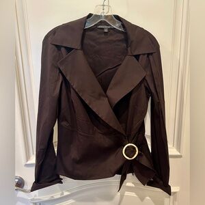 Lafayette 148 New York Brown Stylish Blouse with Ring Detail